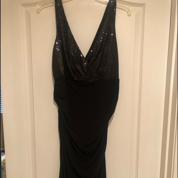 Black Cocktail Dress W/Sequence - Picture 1 of 7
